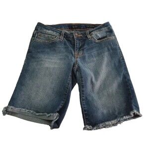 Jessica Simpson Short Size 26  Distressed Cut-Off Denim Bermuda Short Pockets